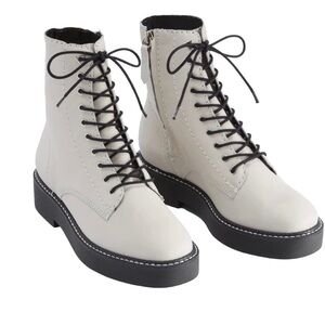 SCHUTZ McKenzie Lace Up Combat Boots Pearl White Women's Size 10B